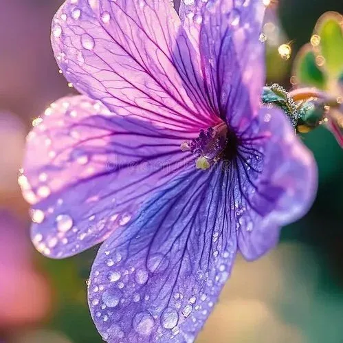 Purple flower with raindrops representing the composite door colour range