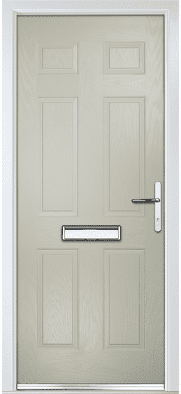 Erewash composite door in light grey with raised panels and no glass