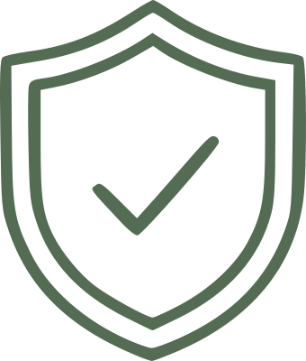 Shield emblem with checkmark indicating security or protection.