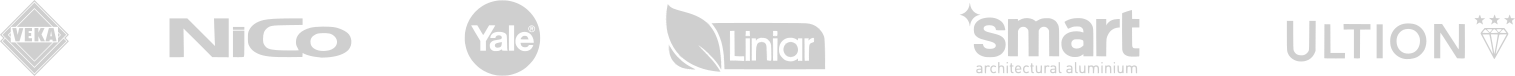 Logos of VEKA, NiCo, Yale, Liniar, Smart Architectural Aluminium and Ultion